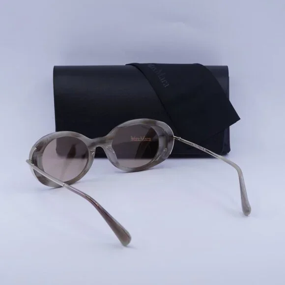 NEW MAX MARA SUNGLASSES BEIGE BROWN WOMEN EYEWEAR MAX MARA MM0080 60G Max Mara MALIBU10 MM0080 60G Sunglasses Beige Oval Frame  main image 3